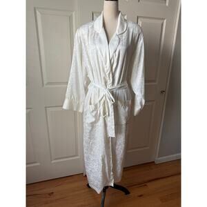 Victoria’s Secret Gold Label White Satin Brocade Robe Midi Bridal Loungewear M